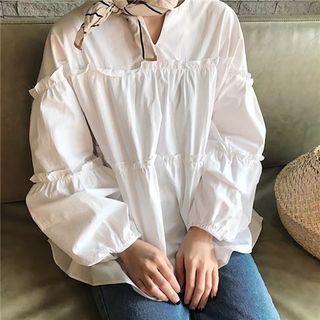 Ruffle Notch Neck Blouse