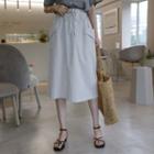 Band-waist Pocket-detail Linen Blend Skirt