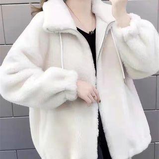 Long-sleeve Furry Zipped Jacket