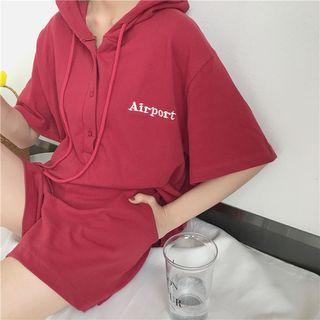 Set: Short-sleeve Hooded T-shirt + Sweat Shorts
