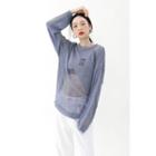 Frayed Distressed Knit Top Sky Blue - One Size