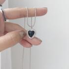 925 Sterling Silver Heart Pendant Necklace E90 - One Size