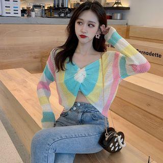 Two-way Striped Cropped Knit Top