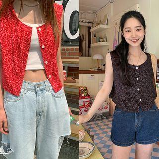 Button-up Floral Vest
