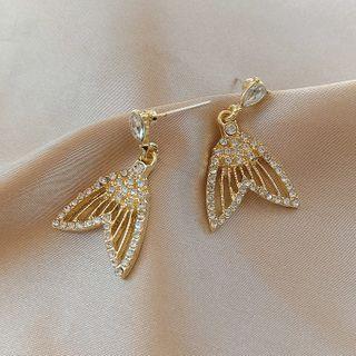 Rhinestone Mermaid Tail Drop Earring 1 Pair - As Shown In Figure - One Size