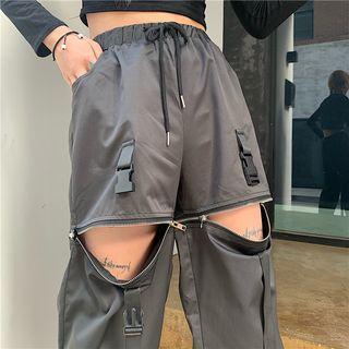 Strapped Zip Sweatpants Black - One Size
