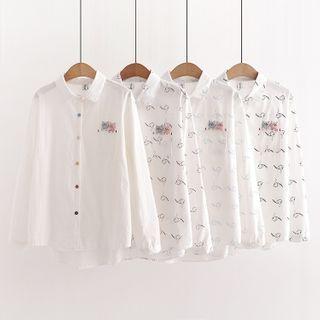 Long-sleeve Cartoon Cat Shirt