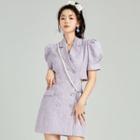 Puff-sleeve Double-breasted Mini Blazer Dress