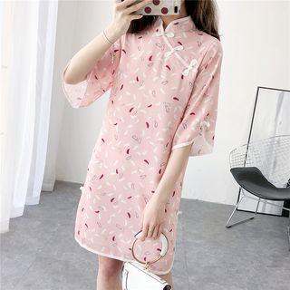 Chinese-style Printed Qipao Dress