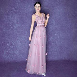 V-neck Sequined Evening Gown