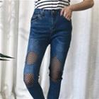 Fishnet Insert Skinny Jeans