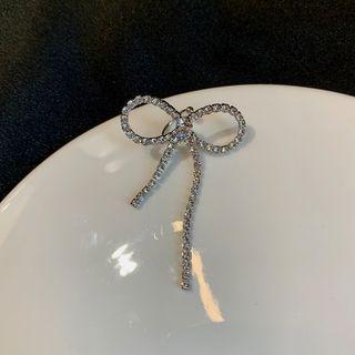 Bow Rhinestone Earring 1 Piece - Silver - One Size