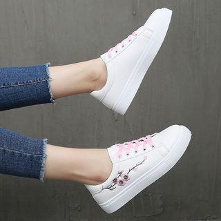 Embroidered Floral Canvas Sneakers