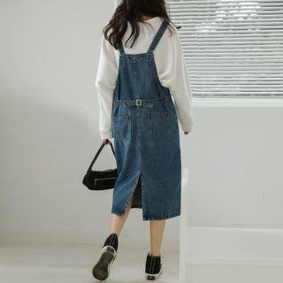 Washed Denim Split A-line Dress