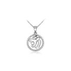 Fashion 925 Sterling Silver Leo Pendant With White Cubic Zircon And Necklace