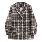 Plaid Double-breasted Jacket With Crossbody Pouch