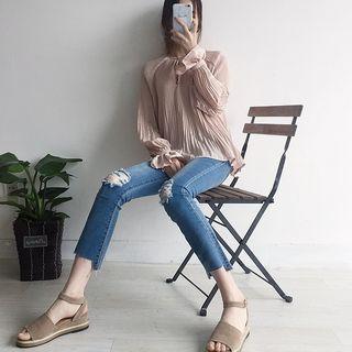 Slim-fit Distressed Boot-cut Jeans