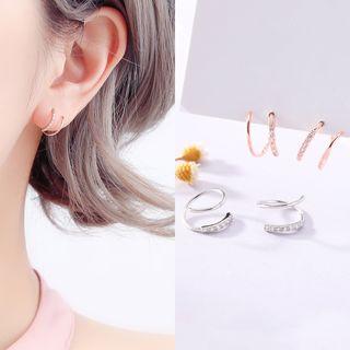 925 Sterling Silver Rhinestone Spiral Earring