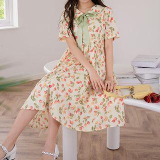 Short-sleeve Strawberry Printed Dress