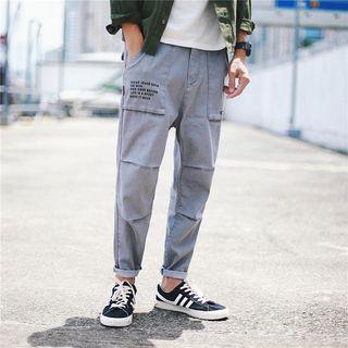 Lettering Cuffed Pants