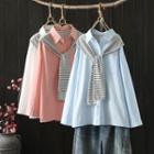 Set: Long-sleeve Shirt + Striped Shawl