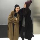 Puff-sleeve Open Front Long Cardigan