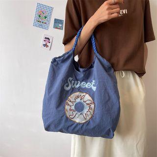 Donut Embroidered Tote Bag