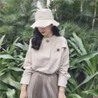 Plain Loose-fit Buttoned Long-sleeve Blouse