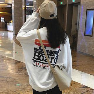 Letter Printed Loose-fit Long Pullover