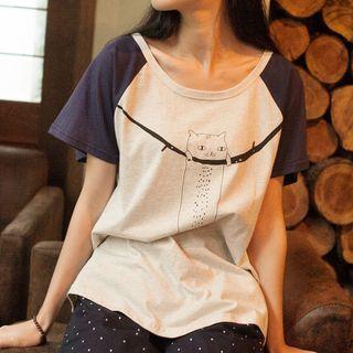 Cat Raglan Short-sleeve T-shirt