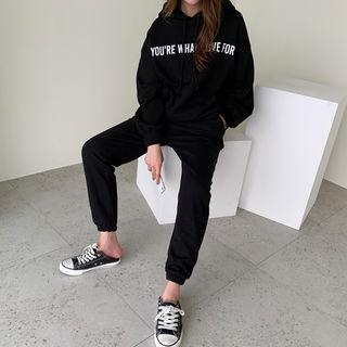 Letter Hoodie & Sweat Pants Set