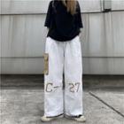 Embroidered Cargo Wide Leg Pants