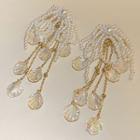 Faux Pearl Shell Fringed Earring 1 Pair - Silver Needle - Gold - One Size