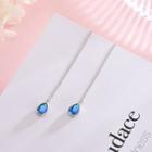Rhinestone Drop Earring 1 Pair - Es620-1 - 925 Silver - Light Blue - One Size