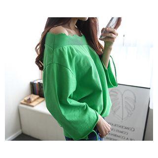 Off-shoulder Distressed T-shirt