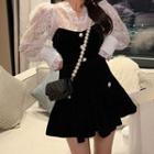 Velvet High-waist Mini A-line Skirt