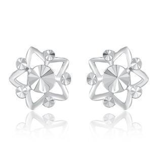 14k/585 White Gold Diamond Cut Star Earrings