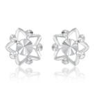 14k/585 White Gold Diamond Cut Star Earrings