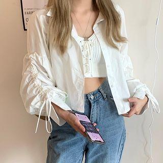 Puff-sleeve Shirt / Knit Vest