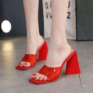 Block Heel Pvc Panel Mules