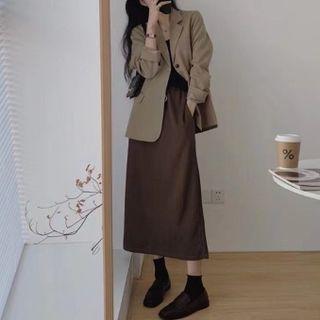 Plain Blazer / Midi A-line Skirt / Set