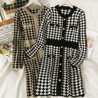 Houndstooth Knit Midi Dress
