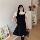 Puff-sleeve Blouse / Pleated Jumper Dress