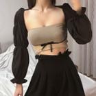 Set: Long-sleeve Blouse + Tube Top