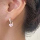 Heart Rhinestone Sterling Silver Dangle Earring 1 Pair - Eh1286 - Pink - One Size