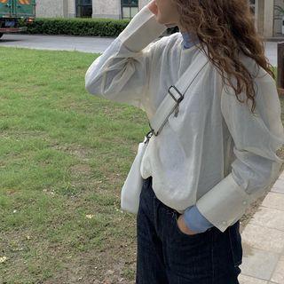 Plain Blouse / Mock Neck Long-sleeve T-shirt