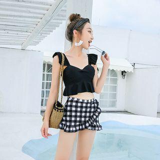 Couple Matching Tankini Top / Plaid Bottom / Beach Shorts / Set