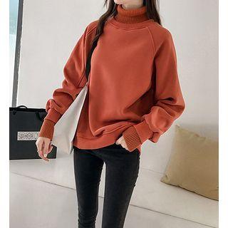 Knit Panel Mock Neck Pullover
