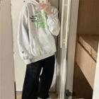 Printed Hoodie Fleece-lined - Light Gray - One Size