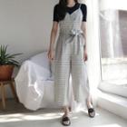 Spaghetti-strap Check Jumpsuit